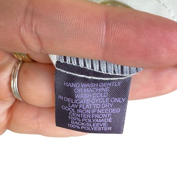 Hale Bob NWT Cream White Charmeuse Lacy Sheer Long Sleeve Button Up Blouse - Picture 10 of 14